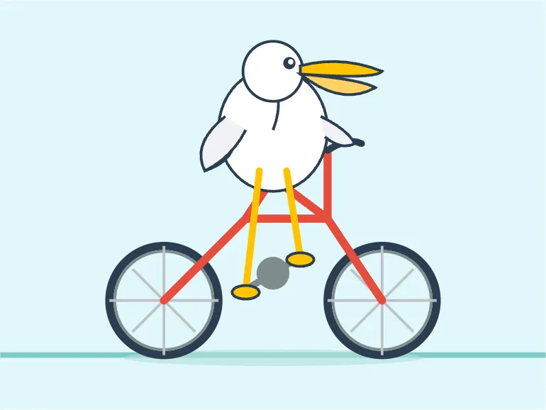Pelican riding a bicycle as drawn by IQ4_XS