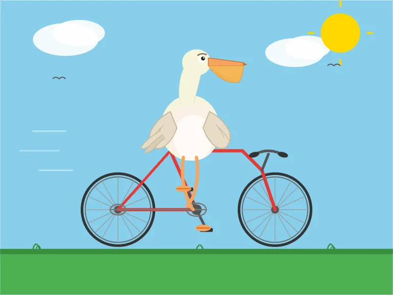 Pelican riding a bicycle as drawn by Q3_K_M