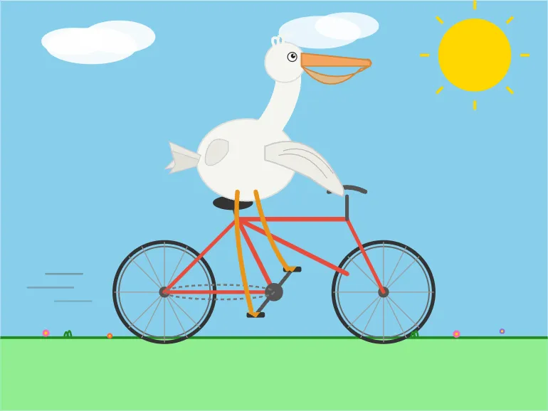 Pelican riding a bicycle as drawn by Q4_K_M