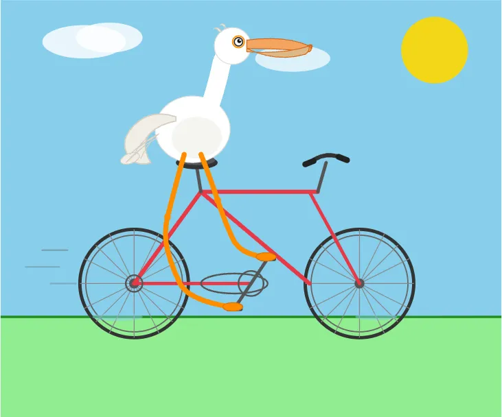 Pelican riding a bicycle as drawn by Q4_K_S