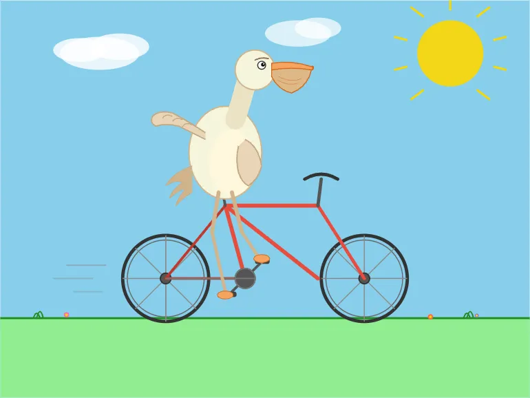 Pelican riding a bicycle as drawn by Q5_K_M