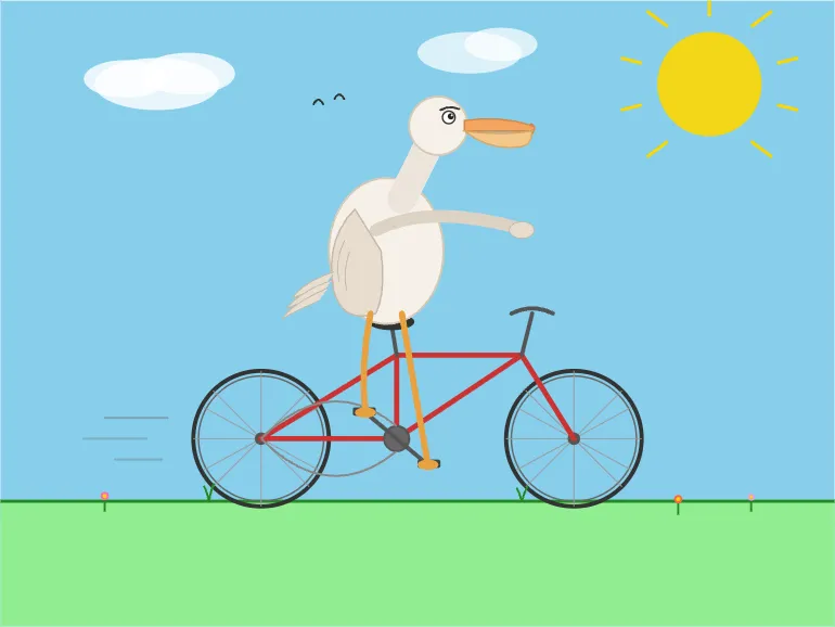 Pelican riding a bicycle as drawn by Q5_K_S