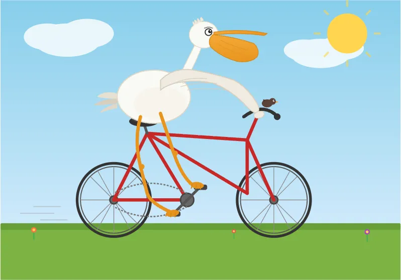 Pelican riding a bicycle as drawn by Q6_K