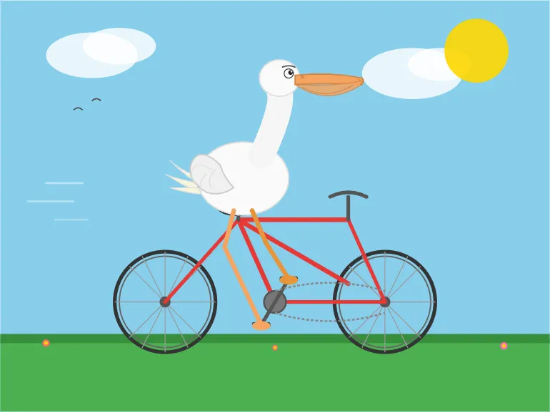 Pelican riding a bicycle as drawn by Q8_0