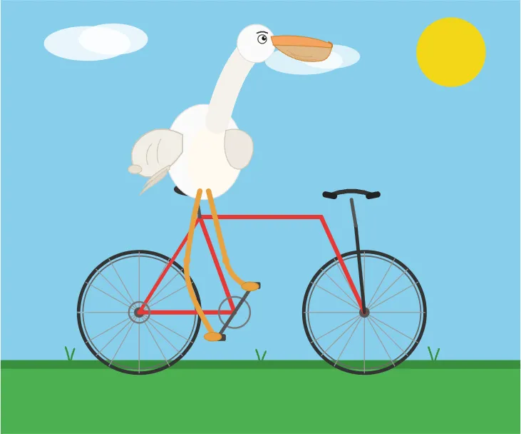 Pelican riding a bicycle as drawn by UD-Q4_K_XL