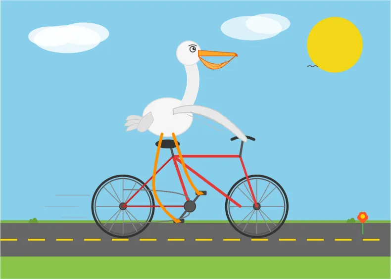 Pelican riding a bicycle as drawn by UD-Q5_K_XL