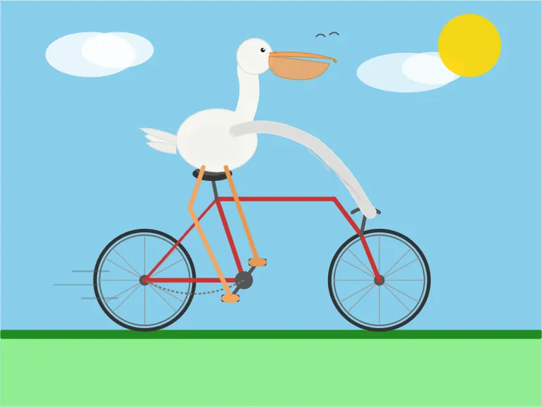 Pelican riding a bicycle as drawn by UD-Q6_K_XL