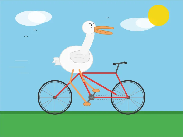 Pelican riding a bicycle as drawn by UD-Q8_K_XL