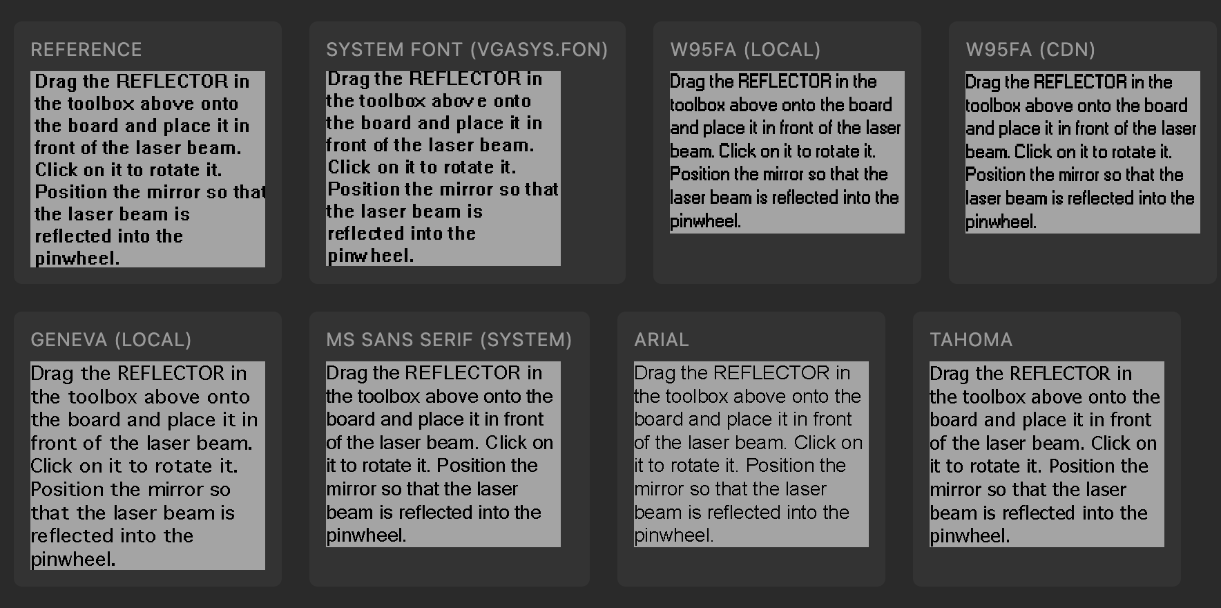 Pixelwise font comparison tool
