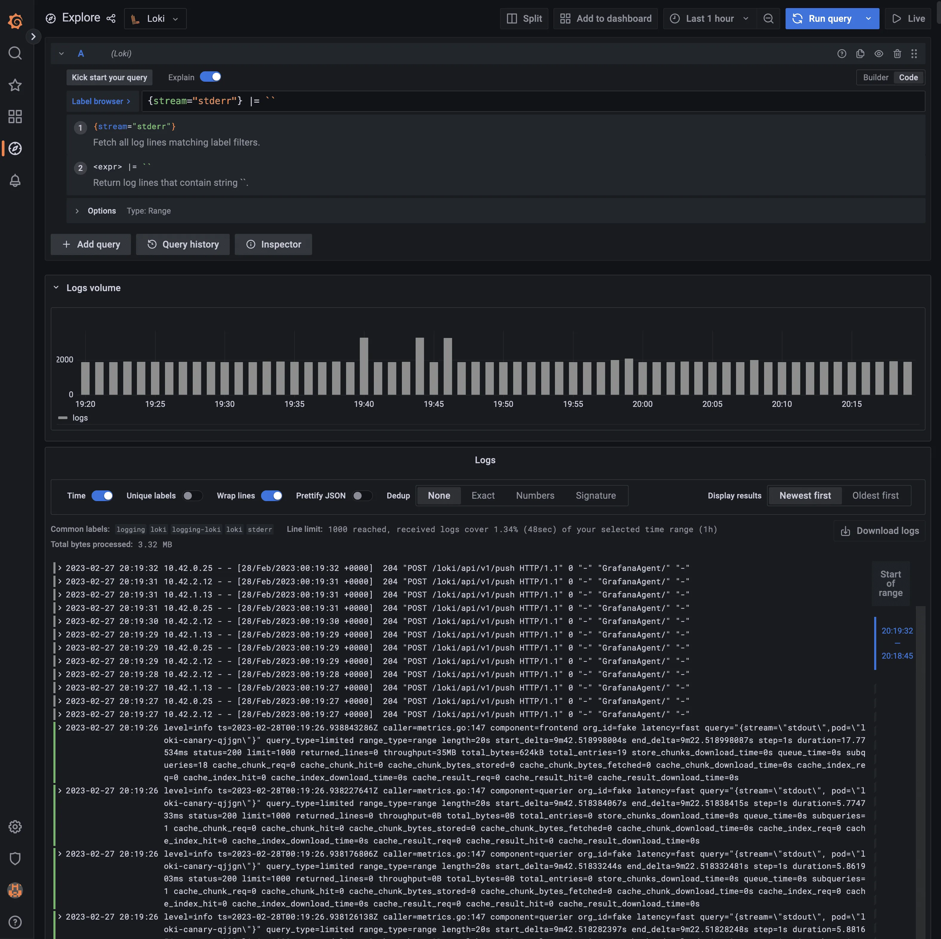 Grafana Loki log query
