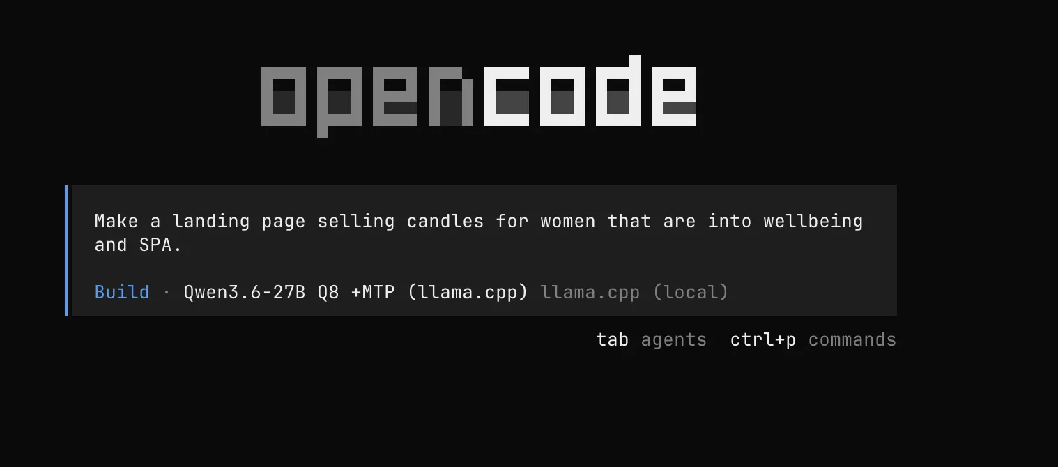 Maciej Cielecki's candle-shop prompt running in OpenCode