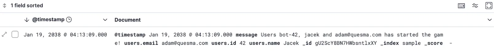 Search results showing flattened array