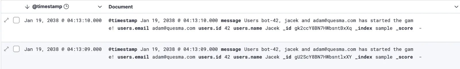 Identical search results