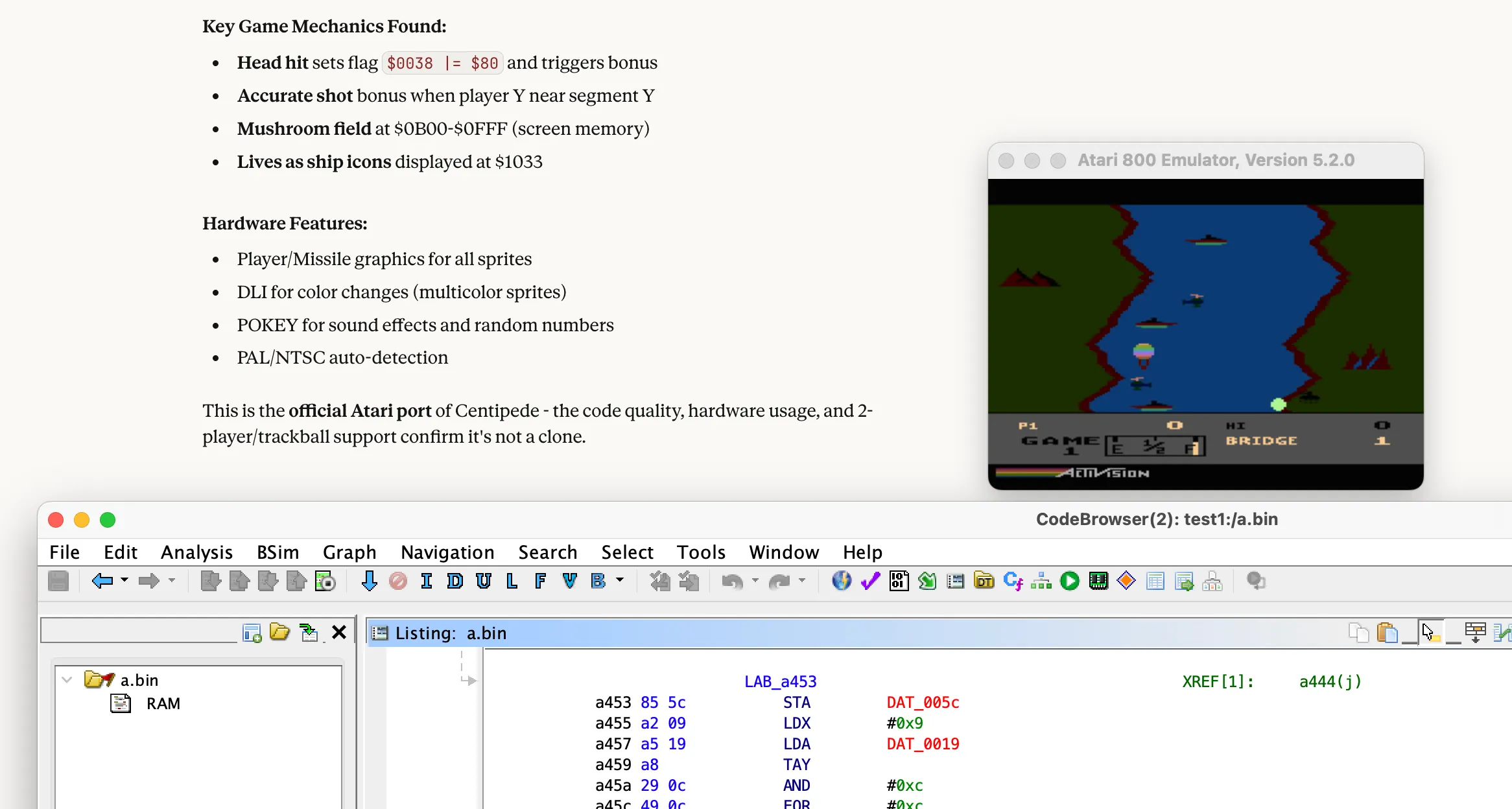 Reverse engineering River Raid with Claude, Ghidra, and MCP